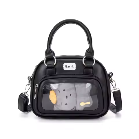 Japanese New Sweet Girl Ita Bag Casual Cute Preppy Style Biscuit Bowling Shoulder Bag Multifunctiona