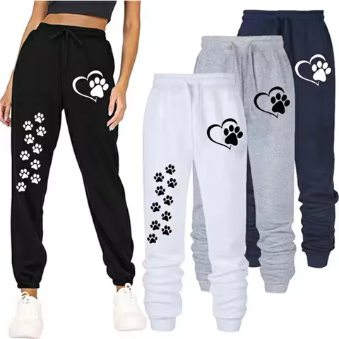 Women's Cat's Paw Printed Sweatpants High Quality Fitness Pants Jogging Pants Outdoor Casual Jogging