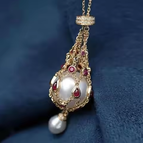 Women Exquisite Pearl Gemstone Lavalier Pendant Elegant Pearl Pendant Necklaces Natural Pearl Metal 