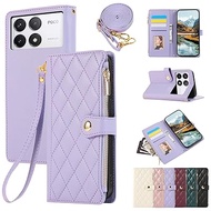 For Xiaomi Poco F6 Pro/Poco X6 Pro ケース 手帳型 Redmi K70/K70E ケース ポコ F6 Pro ショルダー ひし形柄 Poco F6 Pro カバー 人
