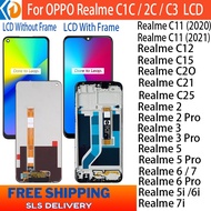 For Realme C2 C1 C3/5i/6i REALME5/5PRO/REALME6/6PRO/ 7/7I C11/C12/C15/C20/C25 LCD With Frame  Displa