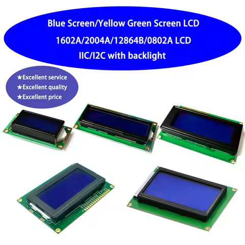 LCD blue/yellow green display module 1602A/2004A/12864B LCD screen 5V port module LCD with backlight