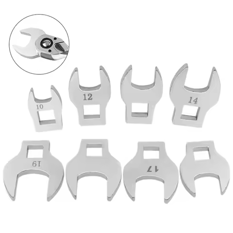 8 Pcs 3In/8In Drive Crowfoot Wrench 10 To 19mm Metric Foot Open End Spanner Metric Hand Wrench Acces