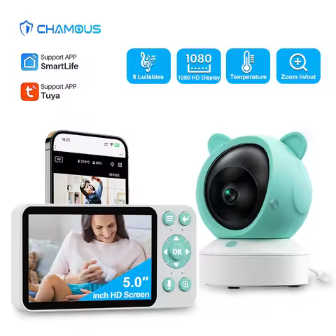 Baby Monitor 5 Inch Display Screen Tuya Indoor Wireless Security Protection WIFI Camera Video Survei