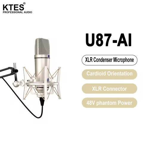 U87 AI Condenser Microphone Large Diaphragm Studio XLR Mic for Vocal Recording Podcast YouTube Live 
