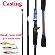 Joran Pancing Joran Murah Cuci Gudang Carbon Fiber Panjang 1.65M/1.8M/2.1M Joran Casting Kolam Ikan 