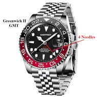 GMT Fashion Men Watch Greenwich II Stainless Steel 4 Needles Casual Business Quartz Wristwatches