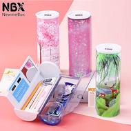 NBX  Multifunctional Pencil Box Large Capacity Pencil Cases Quicksand Translucent Creative Cylindric