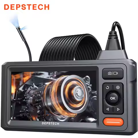 DEPSTECH DS620-DL-5M Endoscope Camera, 1080P 8mm Dual Lens, 5-inch Large IPS Screen, 5 Meters Cable,