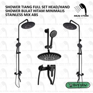 (MSJ) - Shower Pole Full Set Head/Hand Shower Minimalist Round Model