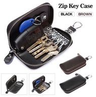 咖啡色 鑰匙包 男士拉鍊包 頭層牛皮汽車鑰匙包 商務腰掛鎖匙包