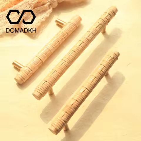 Wooden Rattan Cabinet Door Handles Unique Drawer Pulls Dresser Knobs Bathroom Cabinet Pulls Furnitur