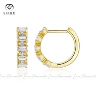 Real Moissanite 2*4MM Half Circle Emerald Cut White D Earhooks Earrings In S925 Sterling Silver T760