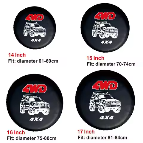 AD Car Tire Cover 14" - 17" Inch 4WD 4x4 PVC Leather Spare Wheel Tire Cover Case Bag Pouch Protector