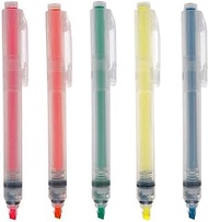 Muji Push Button Highlighter Pen (Refill-exchange Type) 5-colors Set