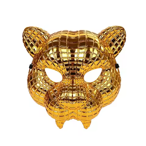 Halloween Animal Cosplay Lion Tiger Leopard Stage Show Prop Mask Golden Leopard Party Mask Costume A