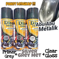 Pylox Diton Premium 400ml Primer Grey 9120 + Silver Grey Met 9178 + Clear 9128 Package, Glossy Metal