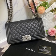 Chanel BOY 25荔枝皮 黑銀 🏅