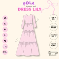 MUDAH JAHIT POLA LILY DRESS 3 TIERED SEWING PATTERN POLA DEWASA XS-3XL POLA BERCETAK MENJAHIT DRESS