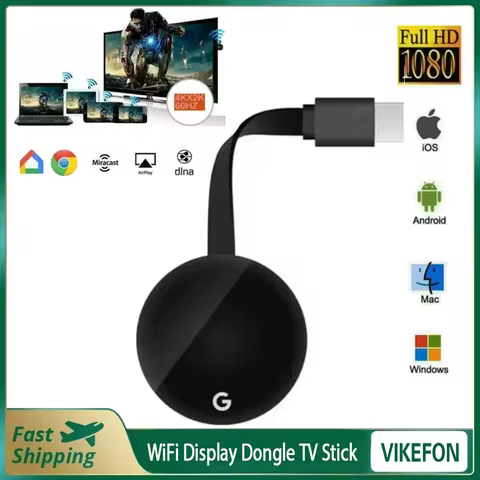 Chromecast Google Wireless WiFi mirascreen HDMI-compatible HD Display Dongle Media Streaming Video t