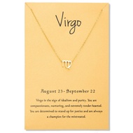 18K Gold Plated 12 Zodiac Sign Letter Pendant Necklace for Women Girls, 18" Birthday Gift