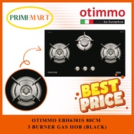 OTIMMO BY EUROPACE EBH6381S 80CM 3 BURNER GAS HOB (BLACK) - 2 YEARS MANFUACTURER WARRANTY + FREE DEL
