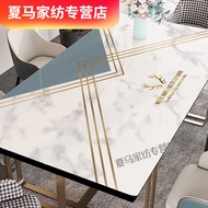 HY/JD Meran Noer Soft Glass Dining Table Cushion Light Luxury Dining Table Cushion Imitation Marble Table Mat Waterproof