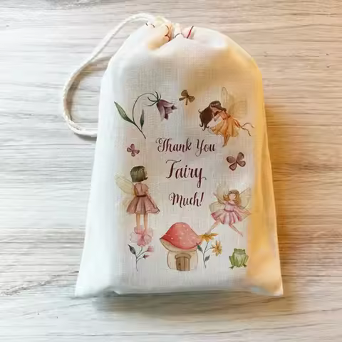 5pcs thank you Fairy gift Favor Bags Woodland Princess Girls Baby Shower first 1st 2nd 3rd 4th 5th 6