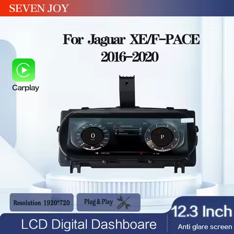 12.3' HD LCD Digital Instrument Cluster Speedometer Dashboard For Jaguar XE/F PACE 2016-2020 Carplay