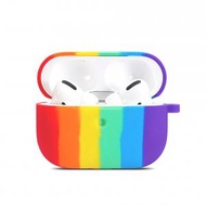 Rainbow Airpods Pro 矽膠保護套 Apple 無線藍牙耳機軟套 防塵防滑 防刮花 連鎖匙扣