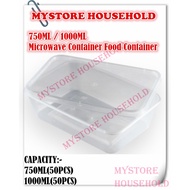 750ml/1000ml Microwave Container Food Container / Take Away Container / Bekas Makanan