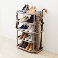 日本like-it 日製寬型五層收納鞋架(附傘架)-多色可選