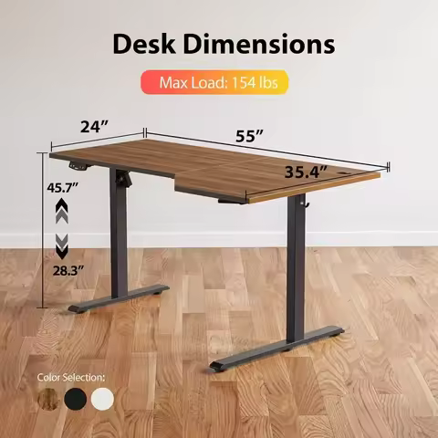 [Free Shipping, New Arrival!]Electric Standing Desk, L-Shaped 55 Inches Height Adjustable Desk, Sit 