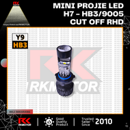 Mini Projector LED Y9 H7 HB3 9005 Cut Off RHD Warna Putih - Garansi
