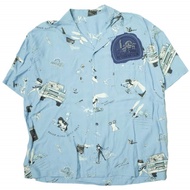 二手Porter 吉田包 Classic 21SS 日本製造 ALOHA SHIRT STRONG WOMEN & RUSS 中藍色短袖開顏色上衣。