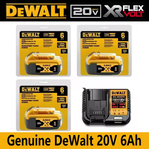 100% Genuine DEWALT 20V 6.0AH Battery DCB206, 20V 5Ah DCB205 With fast Charger , 20V lithium battery