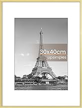 upsimples Aluminium Picture Frame 30 x 40 cm Gold Photo 20.3 x 30 cm with Mount or 30 x 40 cm Withou