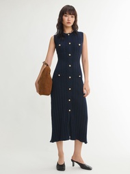 [Pomelo] Sleeveless Knit Dress - Navy
