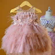 FG25-111201 Children's Party Dresses. Girl's Beaded Neck 3D Flower Puffy Tutu Skirt Party Dress Size