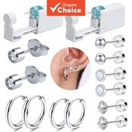Ear Piercing Kit 14 Disposable Guns 2 Self-piercing Guns 10 Cubic Zirconia Studs 10 Hoops