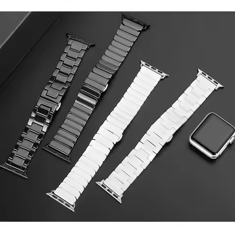 Ceramic Strap for Apple Watch Band 44mm 40mm 45mm 49mm 42mm 38 Stainless steel butterfly bracelet iW