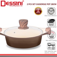 DESSINI ITALY XWSP-28 Die Cast Aluminium Non Stick Casserole Pot Bowl Deep Fry Pan Induction Cookwar
