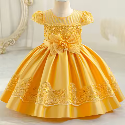 0-4Thildren's wear baby's first birthday party dress color matching gradient Lace Princess Baby Girl