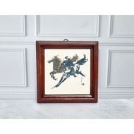 Vintage Traditional China Art Painting Horse Porcelain Art Painting