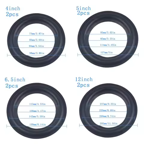 2Pcs/Set Rubber Edge Ring Speaker Repair Parts 4/5 /6.5/8/10 Inches Loudspeaker Speaker Surround Rep