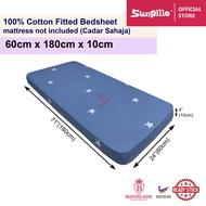Children Cotton Fitted Bedsheet (60cm x 180cm) Cadar Sahaja(Fitted Bedsheet Suitable for mattress si