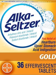 Alka Seltzer ป้องกันกรดในกระเพาะอาหารทองแท็บเล็ต Effervescent 36เม็ดสำหรับอิจฉาริษยาท้องอืดกรดในกระเ