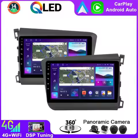 Android 14 QLED Car Multimedia Player For Honda Civic 9 FB FG 2011-2016 Auto Stereo GPS Radio Carpla