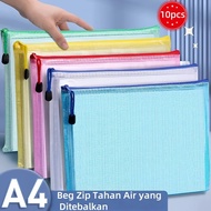 A4 Mesh Zipper Bag zip file organizer pvc Waterproof Transparent file beg school Office Supplies a4 