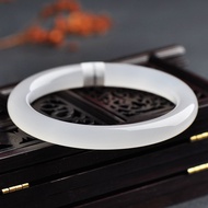 Natural Brazilian white agate round jade bracelet for women with certificate of origin Fashion Bangl